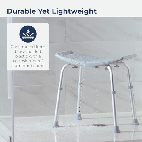 Drive Medical RTL12203KDR Shower Chair, Adjustable Shower Stool with Suction Feet, Shower Seat