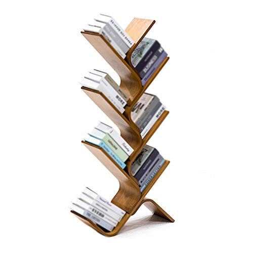 Baumförmiges Bücherregal, deckenhohes Präsentationsregal für Wohnzimmer, gebogenes Regal, Massivholzsockel, für Büro, Arbeitszimmer, Wohnzimmer (Color : Brown, Size : 59x20x123cm)