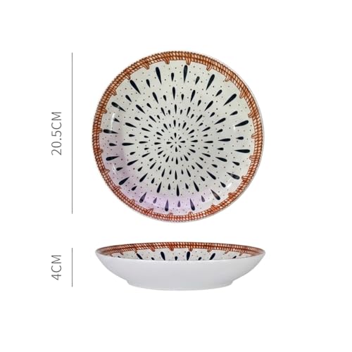 Image of Ceramic Dinner Plates Set of 1, 8 Inch Porcelain Salad Dessert Round Plates, Microwave, Oven and Dishwasher Safe, Kitchen Plates, Serving Dishes plates (DINNER PLATE DROPLATE PRINT , pack of 1)
