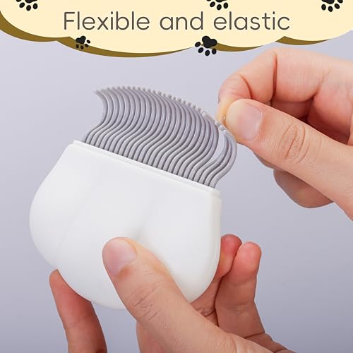 Image of 2-in-1 Pet Hair Removal Massaging Shell Comb, Soft Deshedding Brush for Cats & Dogs, Gentle Grooming Tool for Mats & Tangles (White)