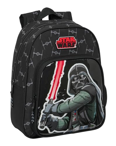 STAR WARS THE FIGHTER - Mochila Escolar Infantil, Ideal para Niños de Diferentes Edades, Cómoda y Versátil, Calidad y Resistencia, 27x10x33 cm, Color Negro