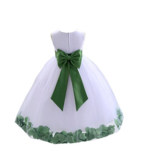 White Tulle Rose Petals Flower Girl Dress Tulle Dress Christening Dress 302T 4