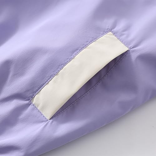 Baby Girls Reversible Jacket Lapel Zip 𝗖olor Block Windproof Outerwear Lightweight Raincoat with Pocket4