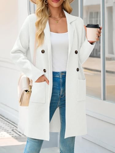 Saodimallsu Womens Long Cardigan Sweaters Open Front Knit Dressy Casual Chunky Lapel Coatigan Fall Sweater Blazer Coats - Thumbnail 2