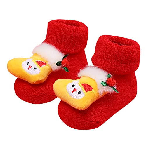 Christmas Socks Toddler Baby Girl Boy Warm Socks Santa Socks Soft Sole Non-Slip Holiday Xmas Floor Socks