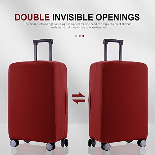 Travel Luggage Cover Suitcase Protector Scratch-Resistant Fit 19-31 Inch Suitcase, Not Included Suitcase (Claret, SX(22-23 inch))2