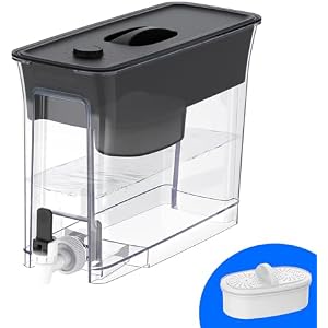 Waterdrop WFD-40L-L Water Filter Dispenser, 35-Cup Large Capacity, Black | 200-Gallon Long-Life, Faster Filtration, Reduces Chlorine, PFOA/PFOS and More, BPA Free