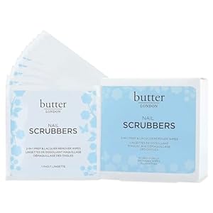 Butter LONDON Nail Polish Remover Pads, Nail Scrubbers – 2-in-1 Prep & Lacquer Remover Nail Wipes – Travel-Friendly Gel Fingernail Polish Remover – Cruelty-Free, Paraben-Free & Gluten-Free