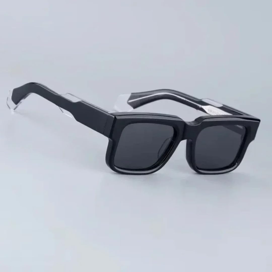Occhiali da sole classici da uomo in acetato con montatura in metallo dorato e argento