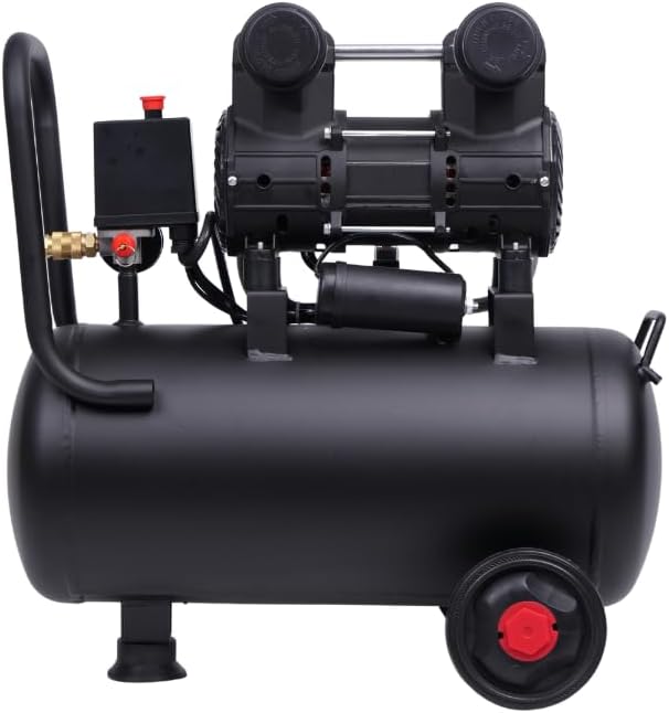 MZB 6.4 Gallon Ultra Quiet Air Compressor 110V/60Hz Steel Tanks Oil-Free 78dB Noise Level Air Compressor with Wheels for Spray Painting, Auto Repair, Carpentry Decoration MZB-900H-24
