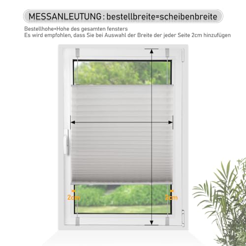 Deswell Plissee ohne Bohren Klemmfix Grau B115 x H120cm Plisseerollo Sonnenschutz und Sichtschutz Jalousien Easyfix Plissees… – Ansicht 5