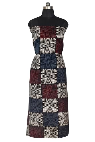Image of Ethnics of Kutch Womens's Ajrakh Modal Silk Natural Dye Hand Block Print Unstitched Kurta Fabric