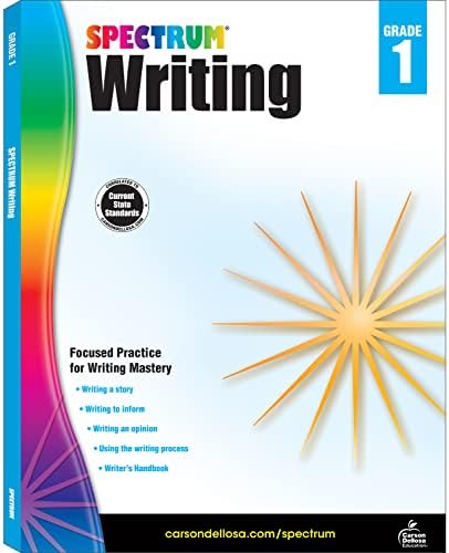 Spectrum First Grade Writing Workbook, Ages 6 to 7, Grade 1 Writing, Informative, Opinion, Letters, and Story Writing Prompts, Writing Practice for Kids - 112 Pages
