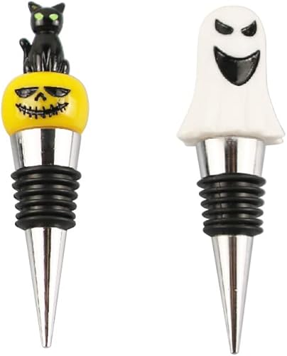 Miniatura 1 de Tapón de botella de vino de Halloween calabaza fantasma gato negro accesorios de vino para fiesta de Halloween hogar bar decoración de vino