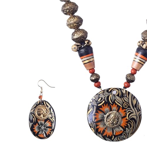 Image of AAKRITI ART CREATIONS Handcrafted Women's Jewelry Set - Ethnic Necklace and Earrings, Fashion Accessories for Special Occasions & Celebrations