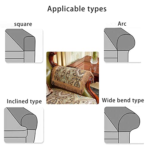 LUFEIJIASHI Luxury Couch Arm Covers, Washable Armrest Protectors for Leather Sofa, Anti Slip Recliner Chair Arm Covers Set of 2 (FLKF-Coffee)