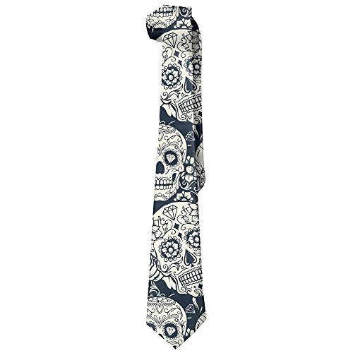 fengxutongxue Men Dead Sugar Skull Floral Flower Polyester Silk Formal Gentleman Tie Necktie Gift Box