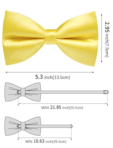 Image of Solid Color Bow Ties for Men Silk Pre-tied Tuxedo Bowtie Set 4PCS | Pre-tied in 3 seconds,adjustable 4PCS bow tie and pocket square cufflinks lapel pin set,wedding,formal,party,prom,graduation