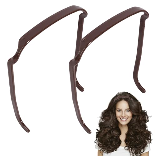 Zazzy Bandz Invisible Headband, Pack of 2, Square Headband, Hinged Headband, Sunglasses Headband, Unisex Hair Hoop Headband Accessories (Brown)