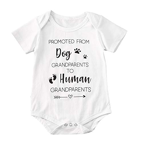 FINELOOK FINELOOK Newborn Babys Cotton Bodysuit Surprise Pregnancy Announcement Grandparents Gift Romper (White, 0-3 Months)