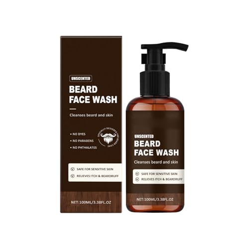 Limpiador facial de barba para hombres, suave, no irritante, barba suavizante, espuma de afeitar, detergente, control de aceite, hidratante, eliminación especial, (café, 13,2 x 4,1 x 4,1 cm)