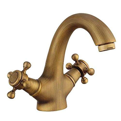 Robinet à double poignée vintage en laiton pour évier de cuisine antique monotrou