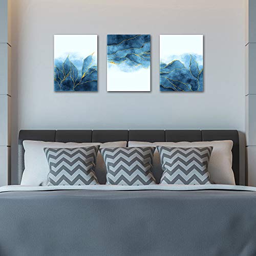Abstract Canvas Wall Art For Living Room Bedroom Decoration Office Wall Painting,Bathroom Wall Decor Gray Blue Canvas Pictures Modern Home Decoration Wall Artwork,Fashion Wall Art 20X28 Inch/ 3 Piece #TOP3