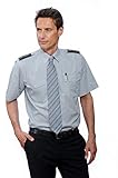  Nordhandel Hellblaue Pilotenhemden, Kurzarm, mit abnehmbaren Schulterklappen, Größe 39/40 (M)