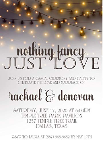 Party Beautifully Casual Backyard Wedding Inviations, Set Of 12 - Bistro Light Inspired Wedding Invitations With Envelopes cover