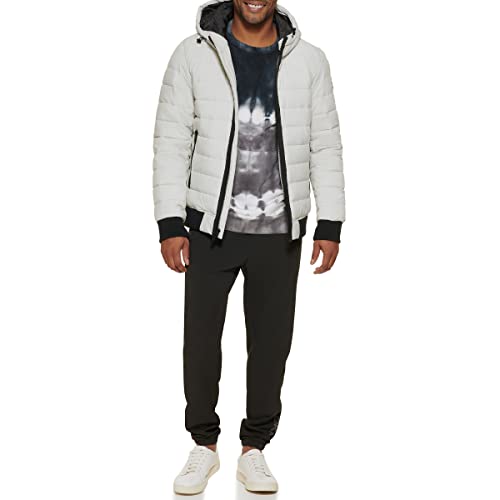 Image of DKNY Men's Quilted Performance Hooded Bomber Jacket