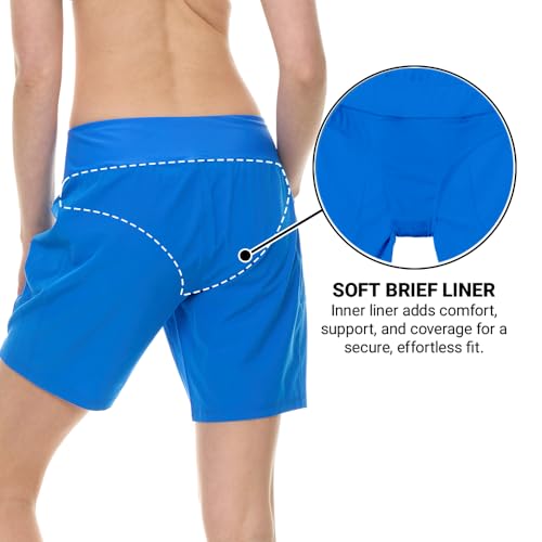 Image of Hurley 5 inch /7 inch High Waisted Swim Shorts Women, Board Shorts with Pockets & Inner Liner, Quick Dry Swim Trunk, UPF 50+