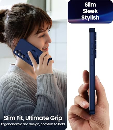 Image of DIZORO Samsung A17 5g Case, Compatible with Mag Safe Back Cover, Matte Luxury Metallic Luster Flexible TPU Wireless Charging Shockproof Case with Camera Protector Lens (nEW Blue)