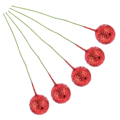 GOOHOCHY 50 Piezas Accesorios Bayas Navideñas para Decoración DIY Adornos Simulación Bayas Rojas para Árbol de Navidad y Belenes Festivos