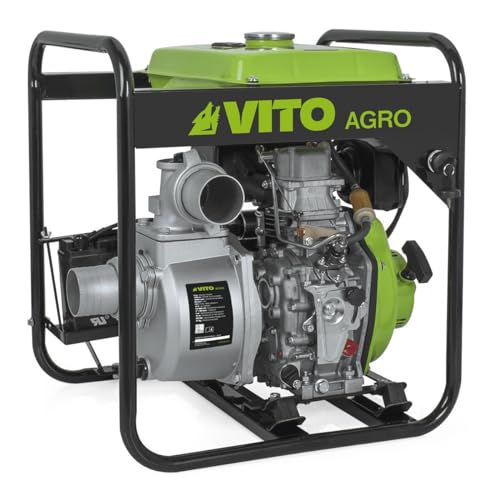 VITO - Pompe à Eau 5CV Moteur Diesel 4T 246cm3 Motopompe Thermique Raccords 80 mm Autonomie 11h