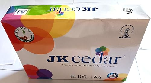 Image of J K A4 cedar white copier Paper,100 Gsm (Pack of 1 Ream) 500 sheet dual side printing all type printer