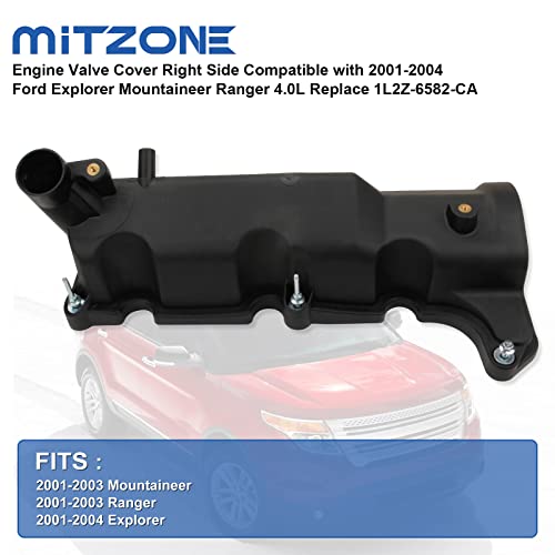 Mitzone Engine Valve Cover Right Side Compatible With 2001-2004 Ford Explorer Mountaineer Ranger 4.0L Replace 1L2Z-6582-Ca #TOP1