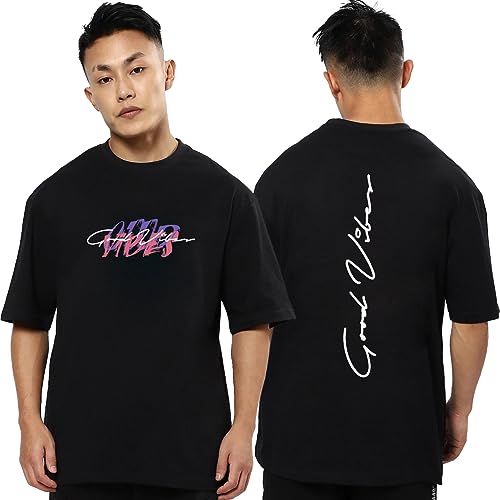 Image of Mens Oversized Printed Half Sleeve Branded Cotton T-Shirt for Mens || Back Printed t Shirts for Men || Oversized t Shirts for Men