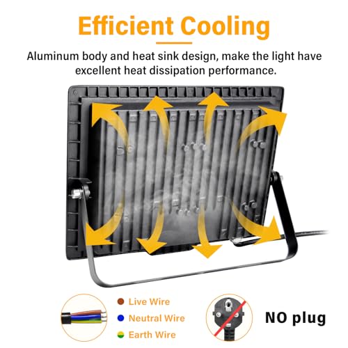 RIGIDON 75W LED Flood Light Outdoor 7500LM Super Bright Outdoor Lights 6000K Daylight White IP66 Waterproof Security Lights for Garden Garage - Image 3