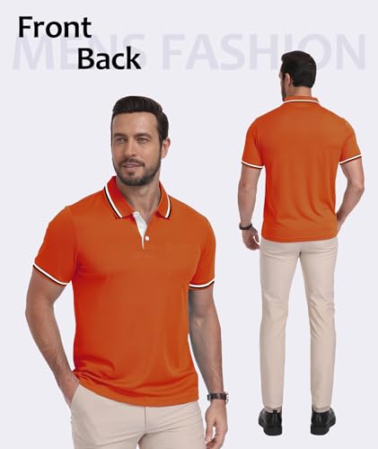 Image of ZITY Men Polo Shirts Short Sleeve with Pocket Golf Polo Wicking Shirts for Men Casual Collared T-Shirts