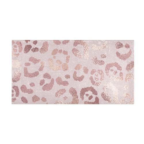 YOUJUNER Lange Badematte Rosa Leopardenmuster Badteppich Saugfähig Badvorleger weich rutschfest...