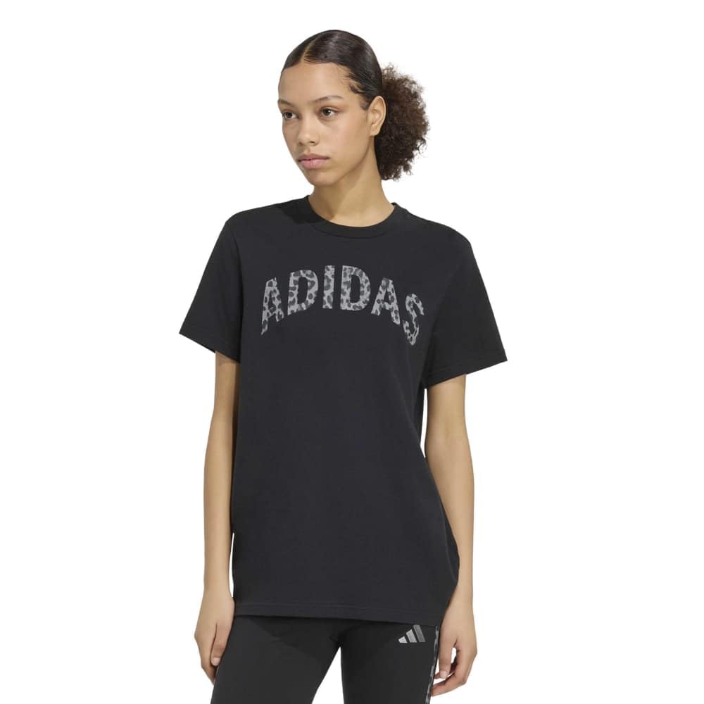 adidas Women's Animal Loose Graphic 2 Shirt, Black, L