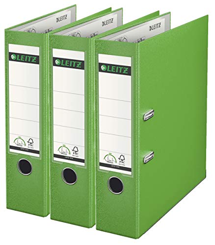 Leitz 1010 Qualitäts-Ordner Kunststoff breit mit patentierter 180 Präzisionsmechanik (3er Pack 8 cm breit hellgrün)