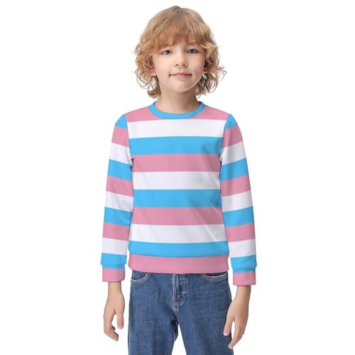 Transgender FlagChildren's Casual Pullover Sweatshirt Loose Fit9-11Y