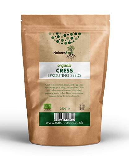 Natures Root Bio Kress Sprießen Samen 500g - Superfood | Nicht GVO | Mikrogrün | Keimsprossen | Gartenkresse | Kressesaat Cover