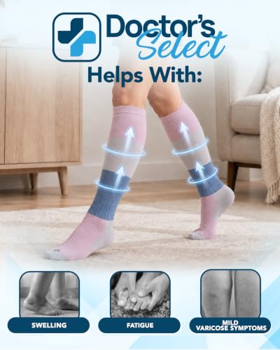 Image of Doctor's Select Bamboo Viscose Light Compression Socks for Women & Men - 3 Pairs, 8-15 mmHg Compression Socks, Knee High