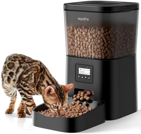 Espelho Automatic Cat Feeder- 4L Timed Cat Food Dispenser 1-6 Meals Control for Cat and Small Dog- Auto Pet Feeder with Desiccant Bag Keep Fresh for Reliable Easy ...