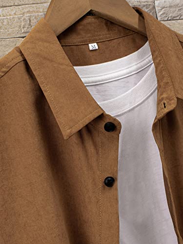 Verdusa Men's Casual Button Down Shirt Short Sleeve Collared Top3