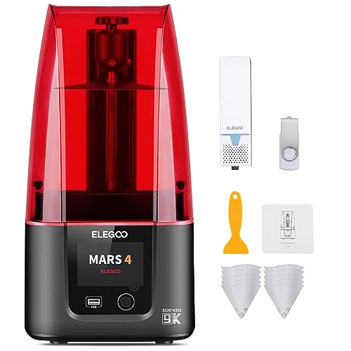 ELEGOO Mars 4 Imprimante 3D, 9K Monochrome 7 Pouces LCD MSLA UV Resine 3D Printer avec Purificateur d'air et Plusieurs Modes d'impression, Plus Grand Taille d'impression 153,36x77,76x175 mmÂ³