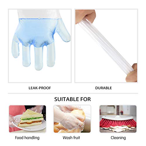 Disposable Gloves, 1000 Pcs Plastic Gloves for Kitchen Cooking Cleaning Food Handling by Teivio