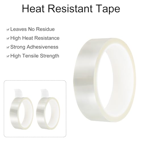 Image of uxcell Clear Heat Tape, 1 Roll 25mmx33m 108ft High Temperature Heat Resistant Tape for Sublimation,Heat Vinyl Press,Heat Transfer, Circuit Board, No Residue